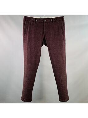 BARENA Size 36 Black Red Woven Virgin Wool Blend Zip Fly Casual Pants